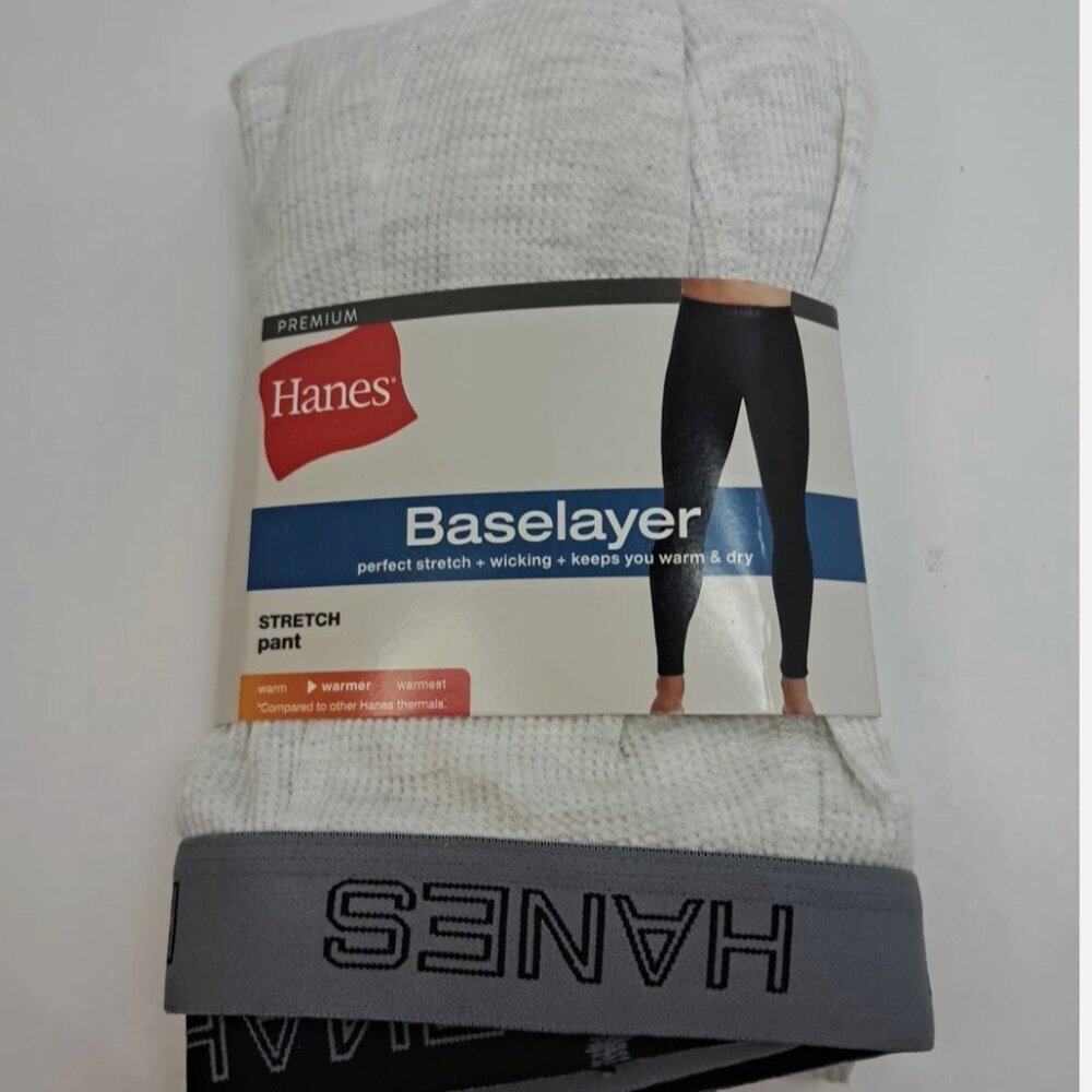 Hanes Men’s Thermal Pants Large 38-40 White Gray Long Johns NWT